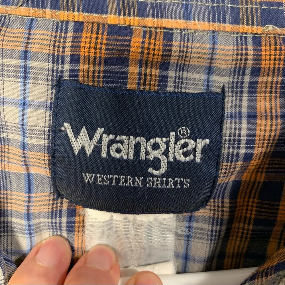 Vintage 90’s Wrangler Shirt Men Sz L Pearl Snap Country Fest Plaid Western Rodeo - Picture 5 of 8